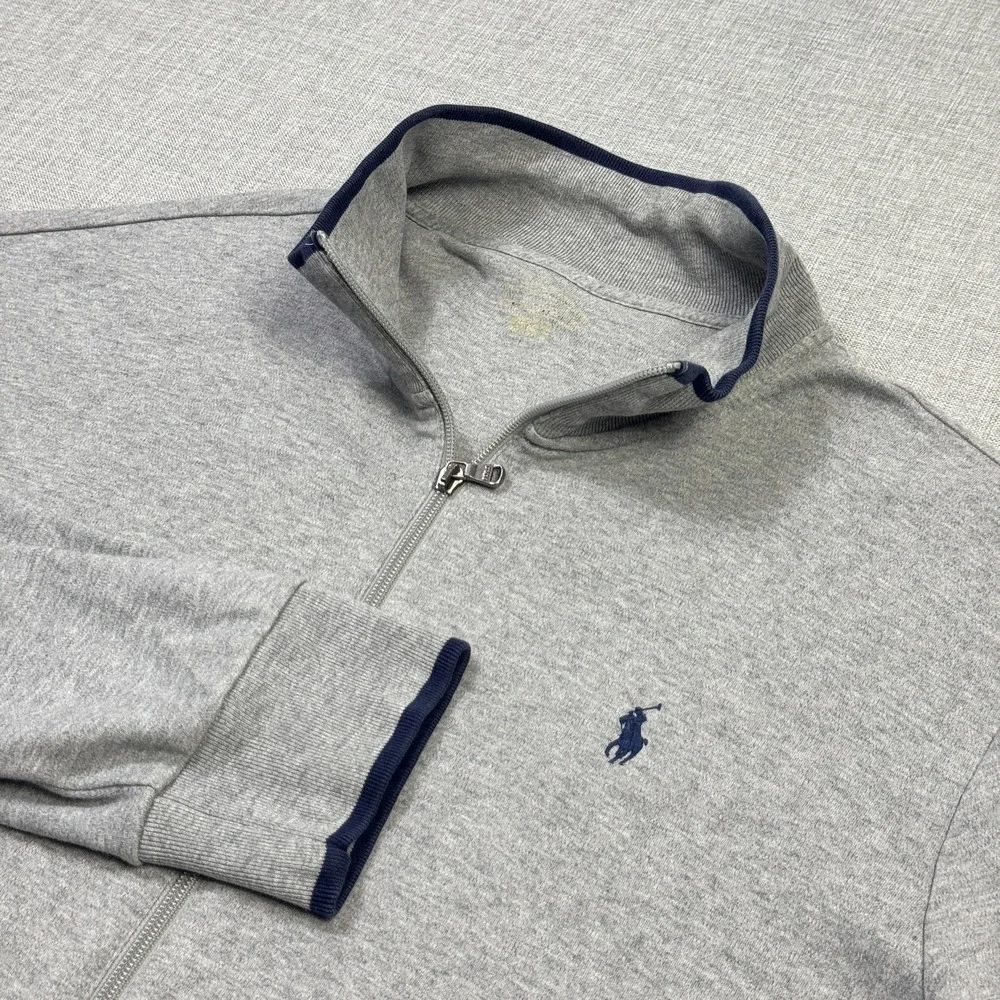 Polo Ralph Lauren Full‎ Zip Sweatshirt Mens XL Gray Mock Neck Pockets Cotton
